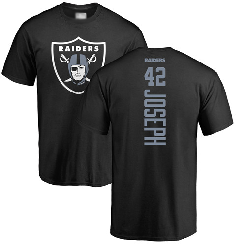 Men Oakland Raiders Black Karl Joseph Backer NFL Football #42 T Shirt